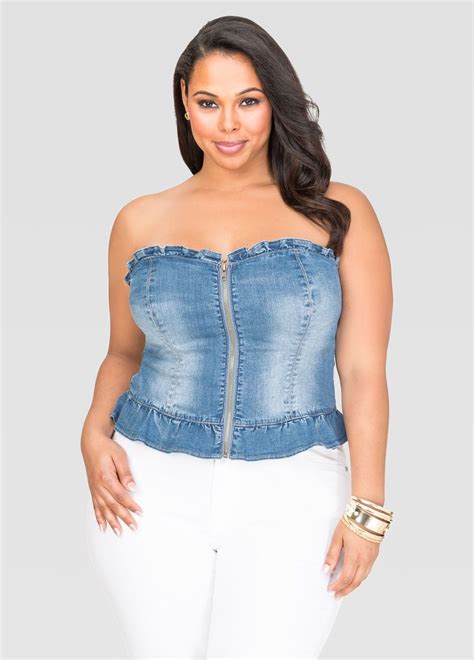 denim bustier top plus size